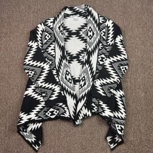 Tempo Paris Cardigan Women’s Size Large Southwestern Aztec Geometric Black White